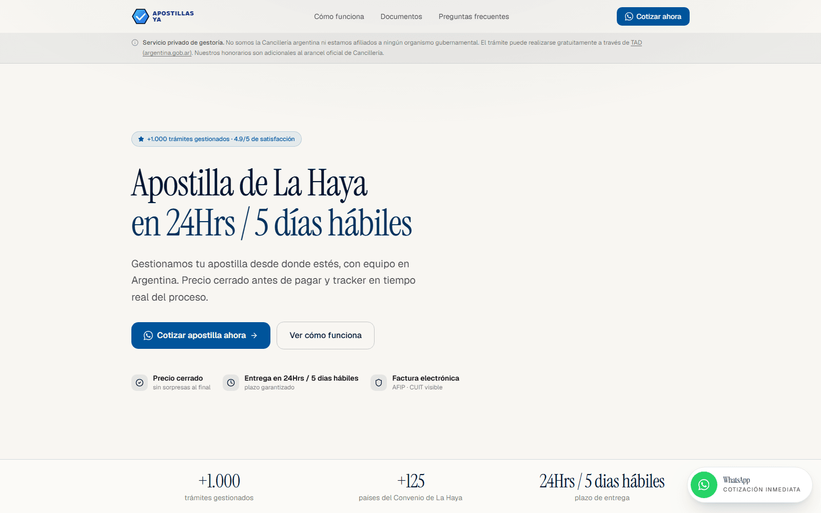 Sitio web de Apostillas Ya