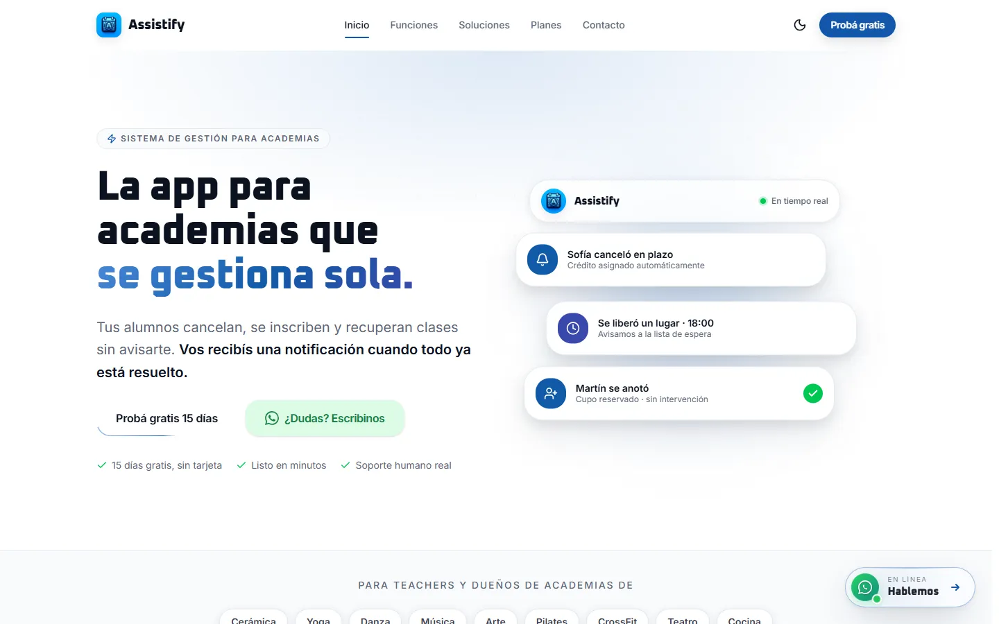 Sitio real de Assistify